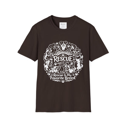 Rescue Dogs T-Shirt — "Rescue is My Favorite Breed" Pet Rescue Tee