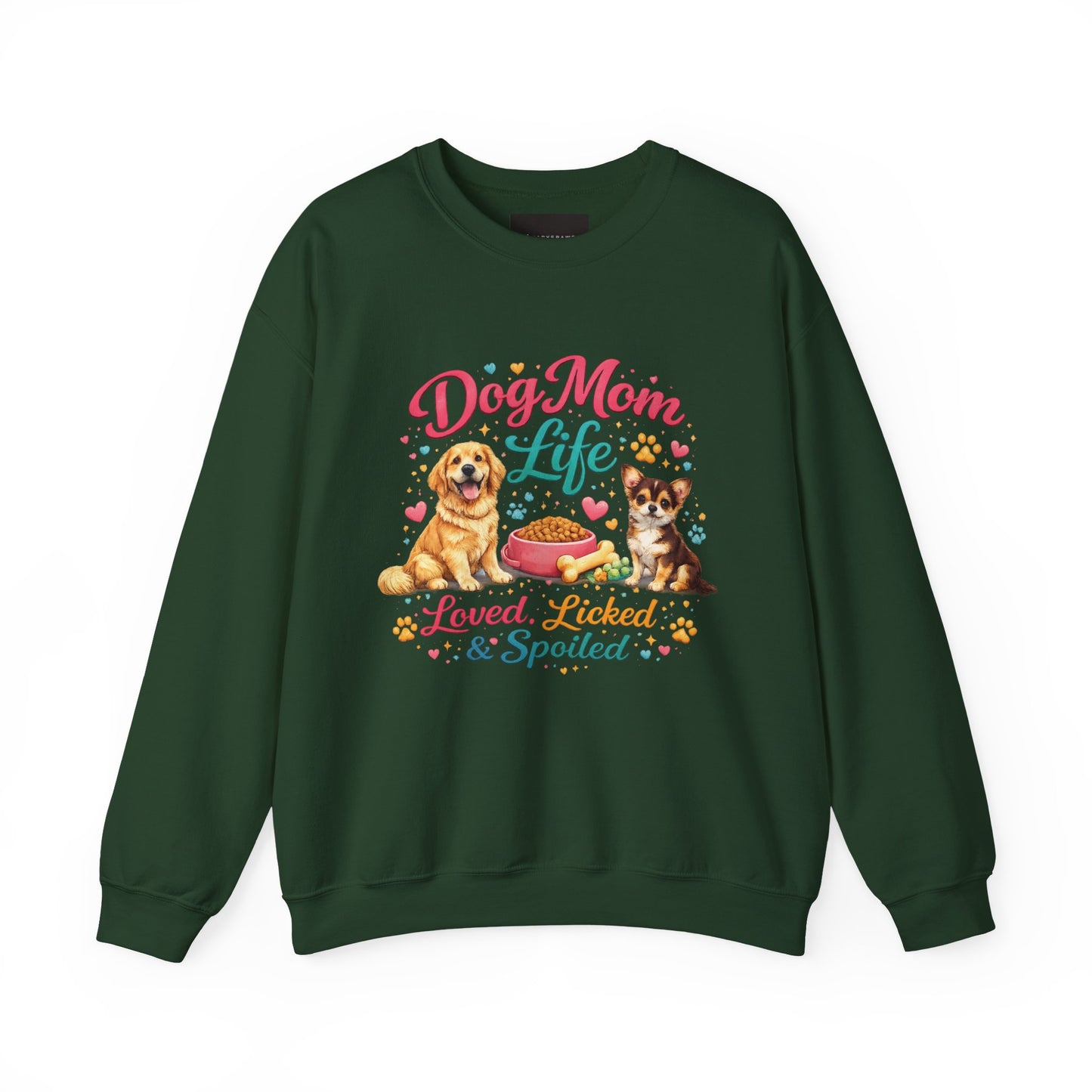 Dog Mom Life Sweatshirt – "Loved, Licked & Spoiled" Cute Pet Mom Crewneck