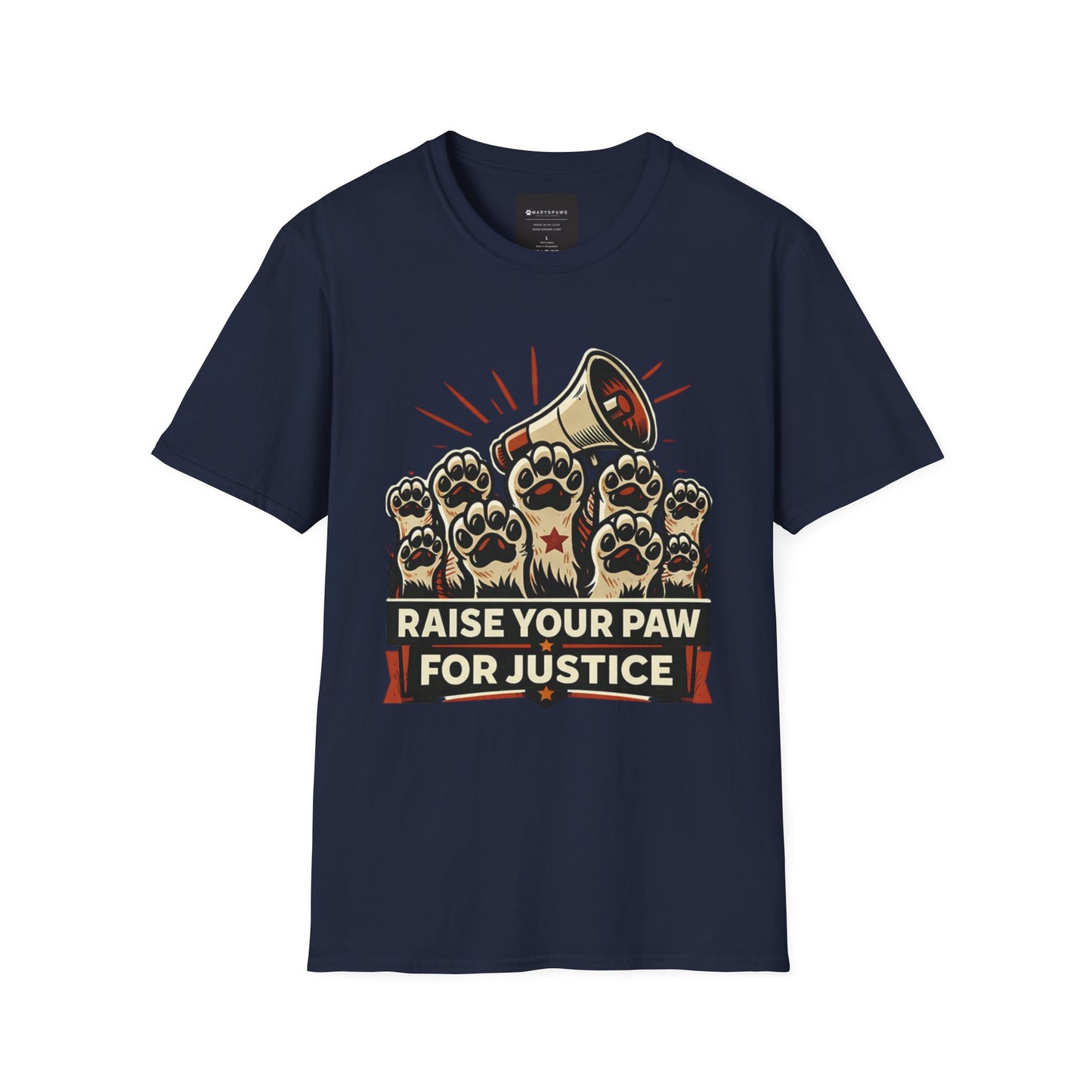 T-Shirt — "Raise Your Paw for Justice" Protest Cat Paw Graphic Shirt