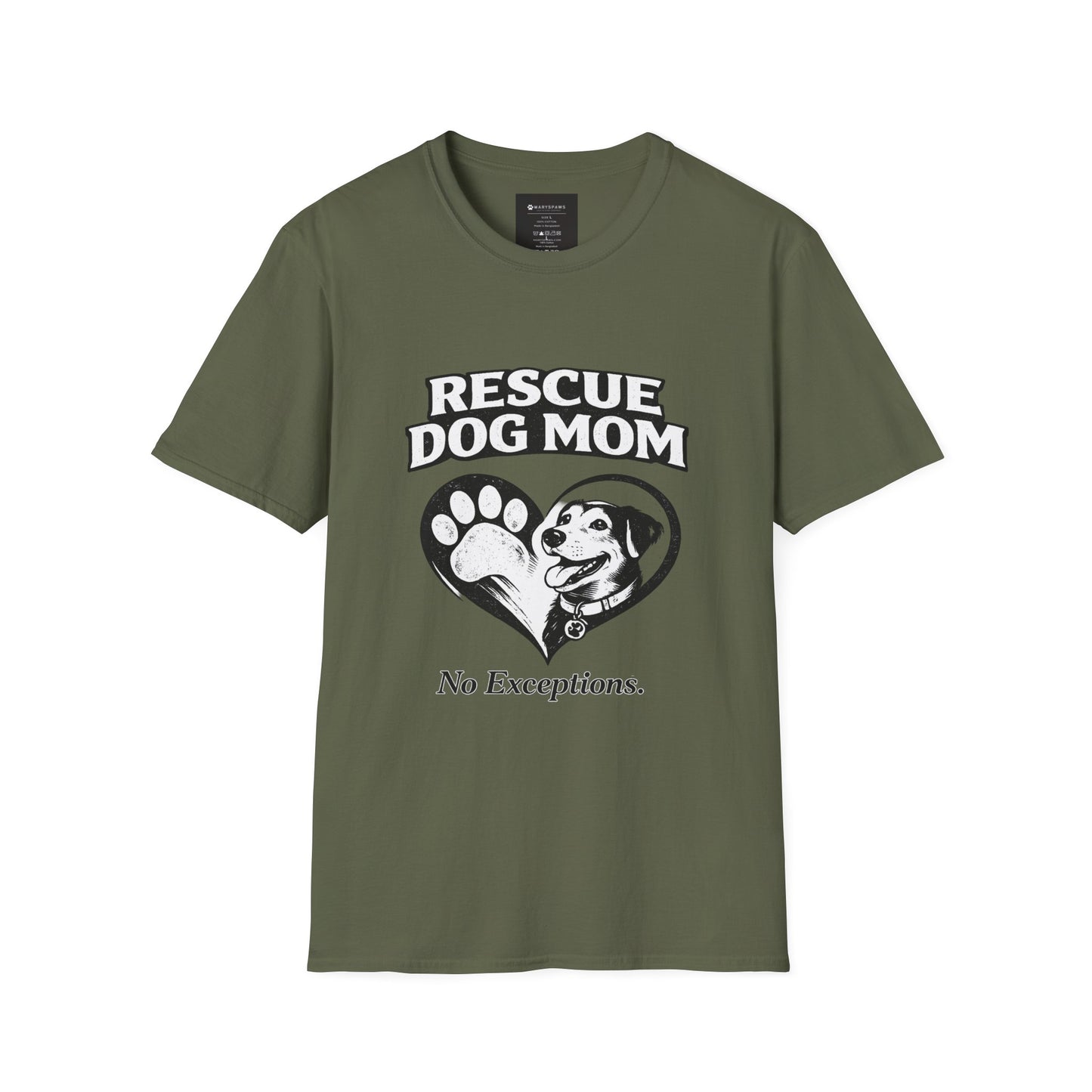 Rescue Dog Mom T-Shirt – "No Exceptions." Rescue Pet Lover Tee