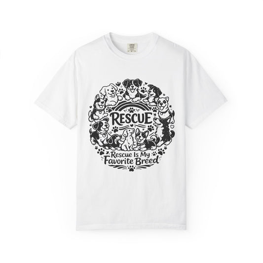 T-Shirt — "Rescue Is My Favorite Breed" Dog Rescue Graphic Tee