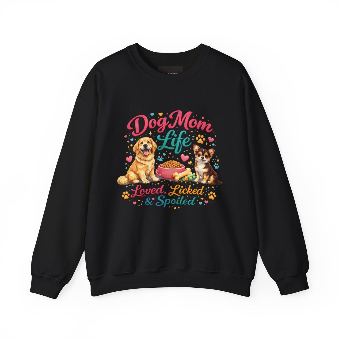 Dog Mom Life Sweatshirt – "Loved, Licked & Spoiled" Cute Pet Mom Crewneck