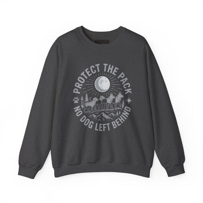 Crewneck Sweatshirt — Protect the Pack "No Dog Left Behind" Dog Rescue Design