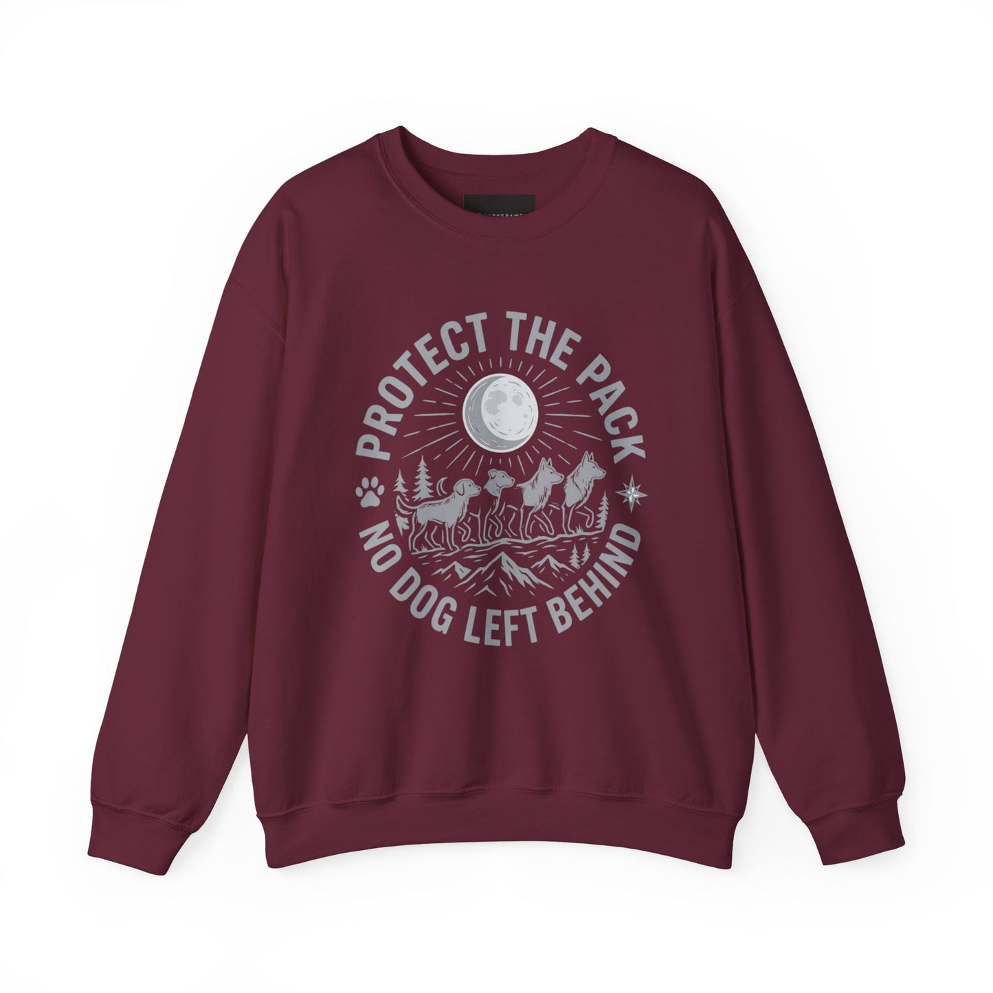 Crewneck Sweatshirt — Protect the Pack "No Dog Left Behind" Dog Rescue Design