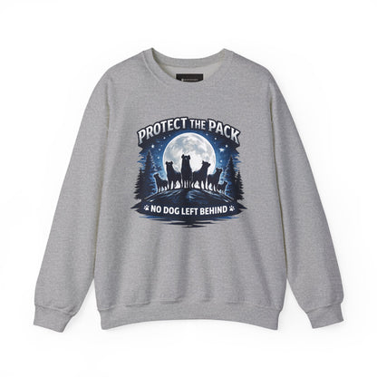 Crewneck Sweatshirt — "Protect the Pack: No Dog Left Behind" Wolves Moon Design