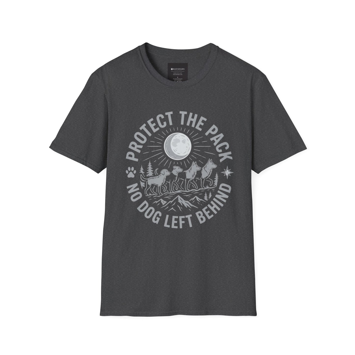 Protect the Pack "No Dog Left Behind" T-Shirt — Rescue & Dog Rescue Support Tee
