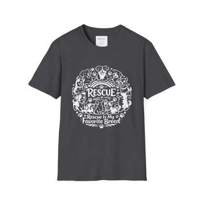 Rescue Dogs T-Shirt — "Rescue is My Favorite Breed" Pet Rescue Tee