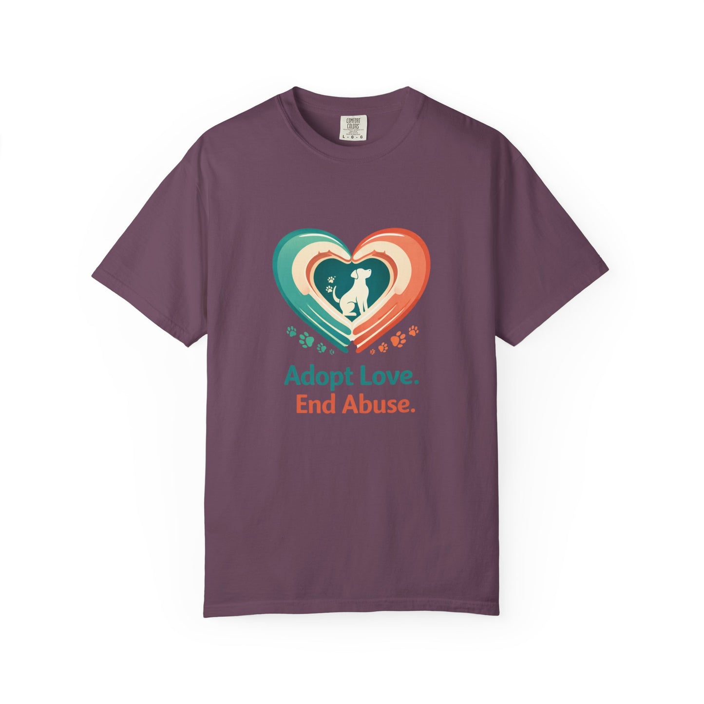 Adopt Love. End Abuse. Heart Pet Rescue T-Shirt