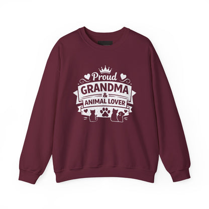 Grandma Animal Lover Sweatshirt — "Proud Grandma & Animal Lover" Crewneck