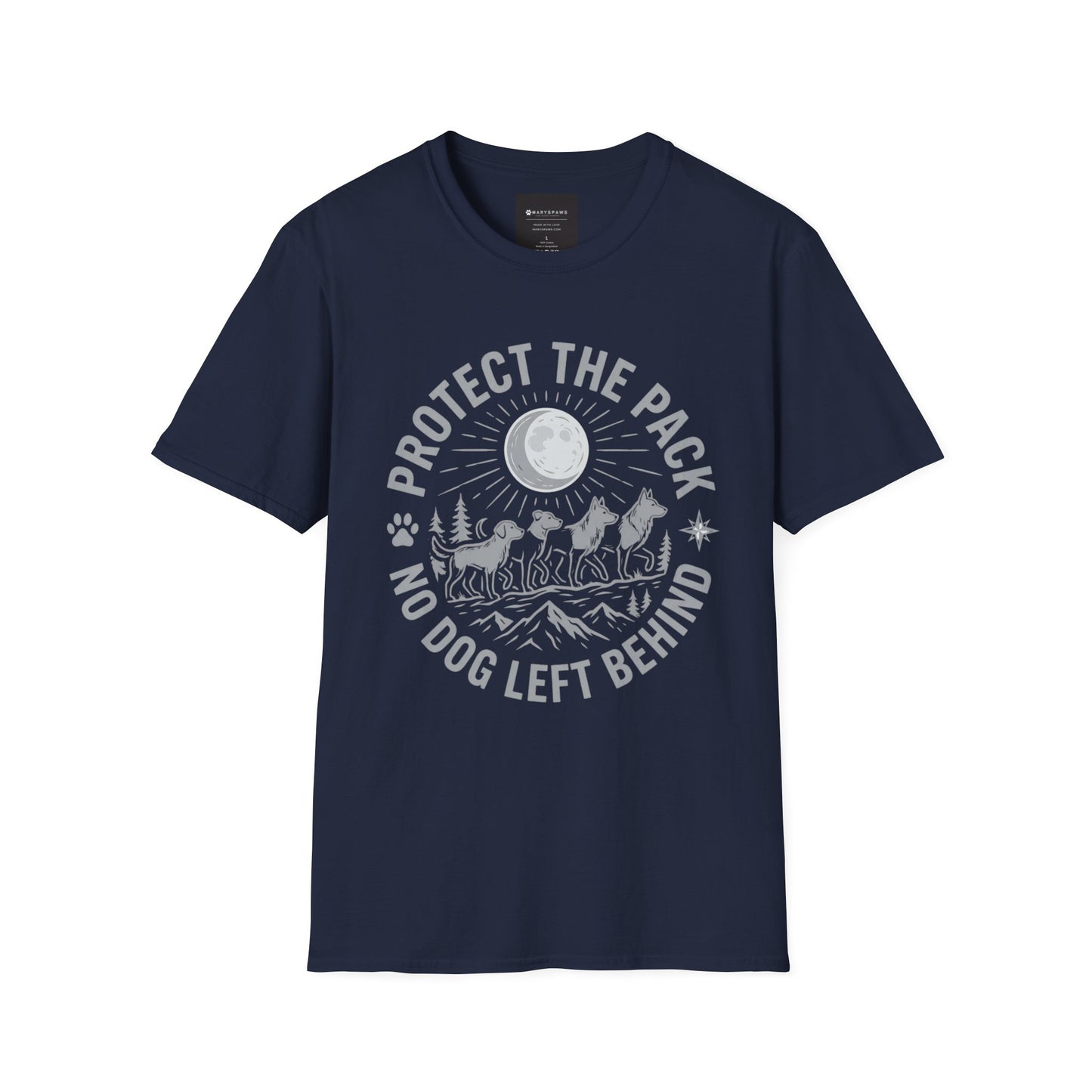 Protect the Pack "No Dog Left Behind" T-Shirt — Rescue & Dog Rescue Support Tee