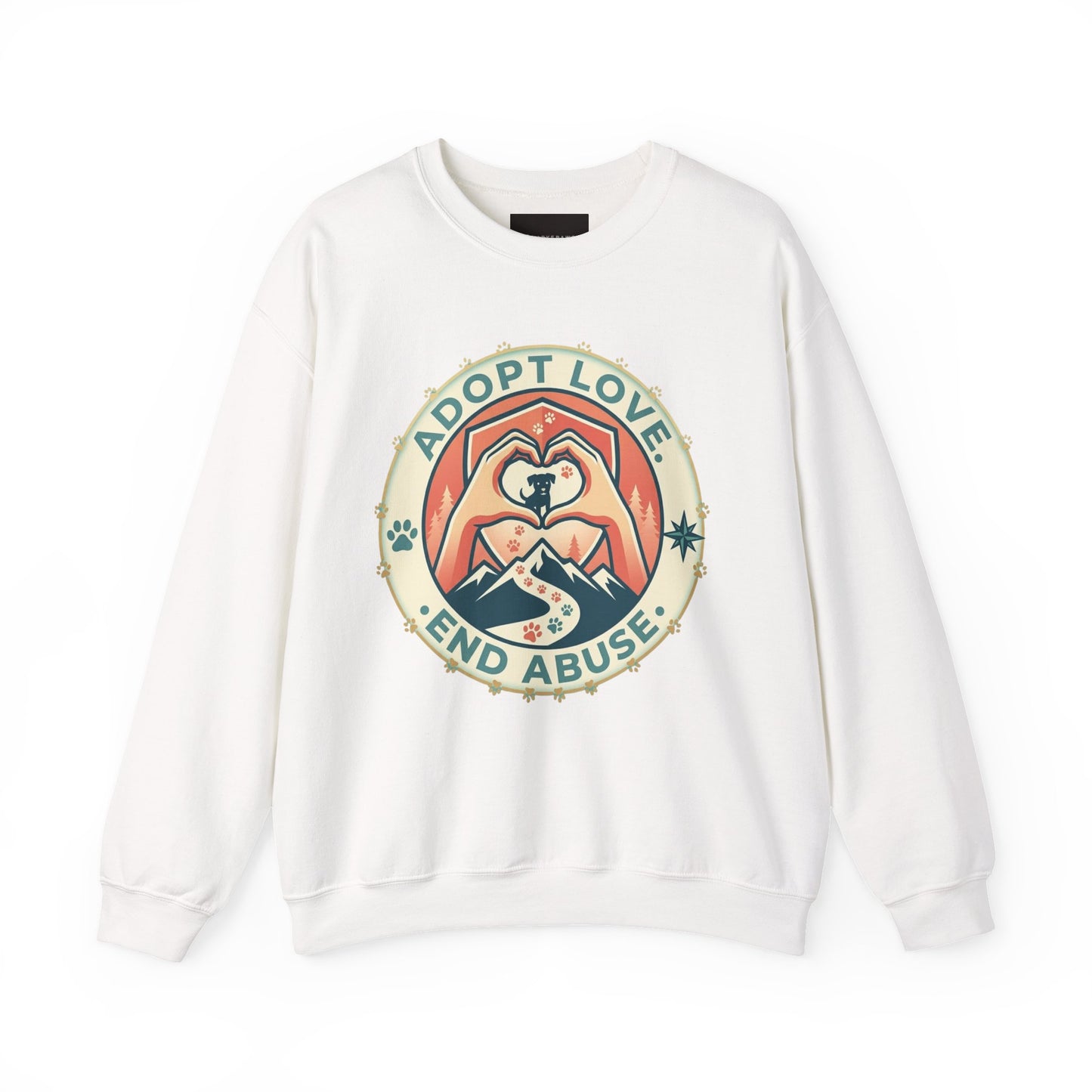 Crewneck Sweatshirt — "Adopt Love, End Abuse" Rescue Pet Awareness Design