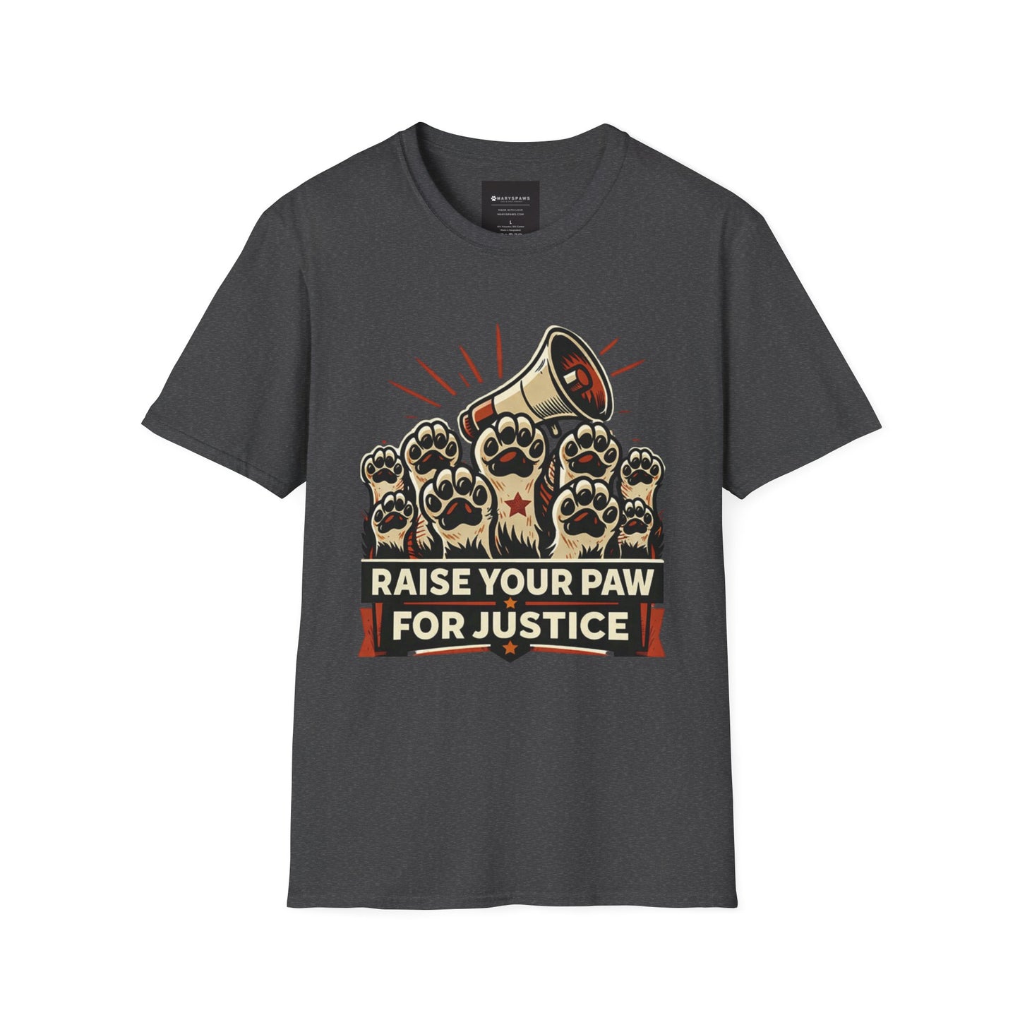 T-Shirt — "Raise Your Paw for Justice" Protest Cat Paw Graphic Shirt