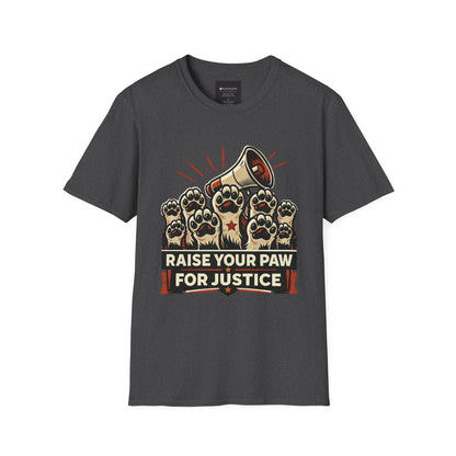 T-Shirt — "Raise Your Paw for Justice" Protest Cat Paw Graphic Shirt