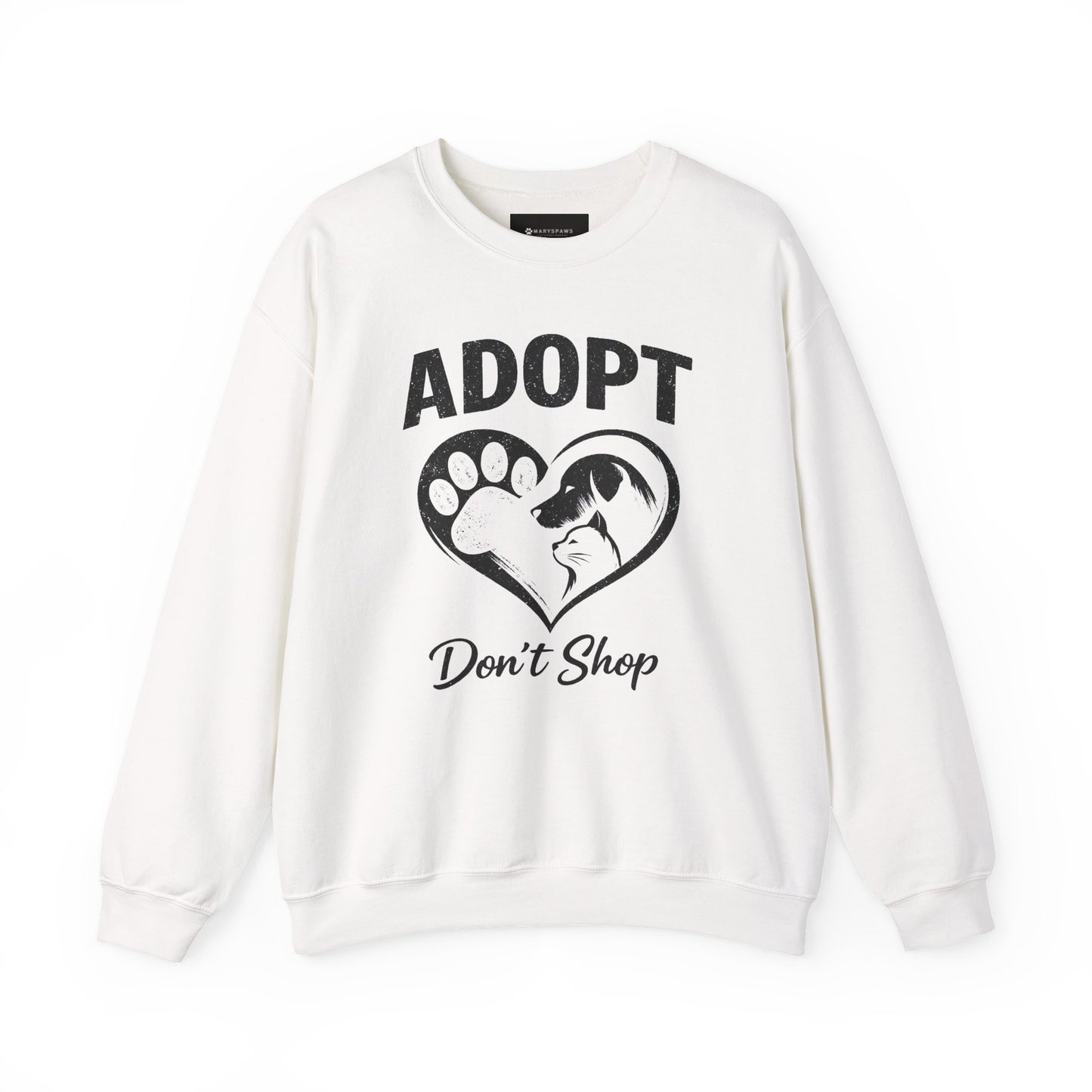 Adopt Don't Shop Sweatshirt — Rescue Pet Paw & Cat Heart Crewneck