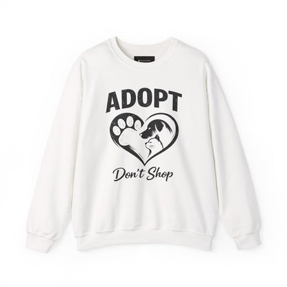 Adopt Don't Shop Sweatshirt — Rescue Pet Paw & Cat Heart Crewneck