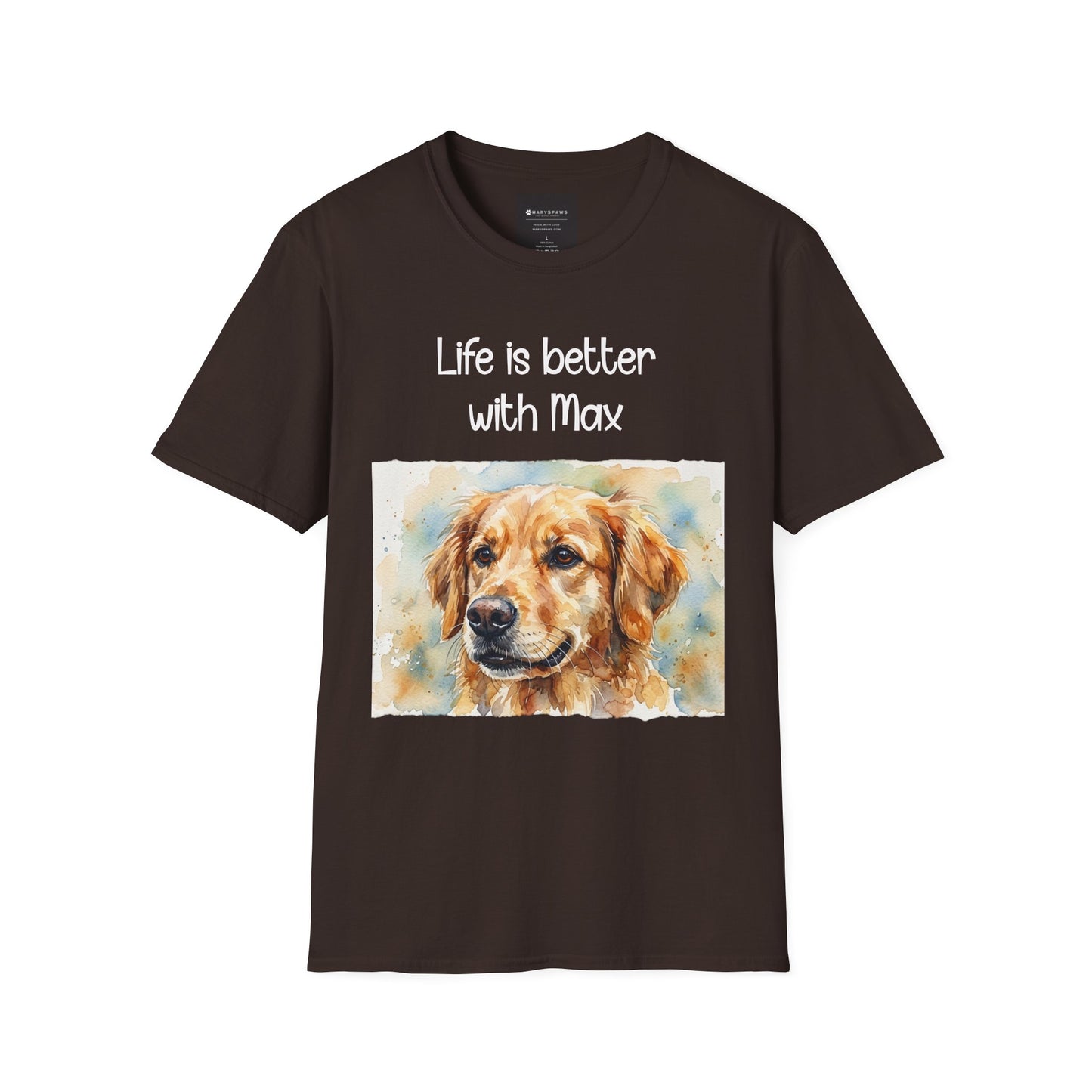 PERSONALIZE IT — "Life is Better with Max" Golden Retriever Portrait Tee