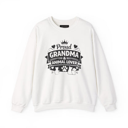 Grandma Animal Lover Sweatshirt — "Proud Grandma & Animal Lover" Crewneck