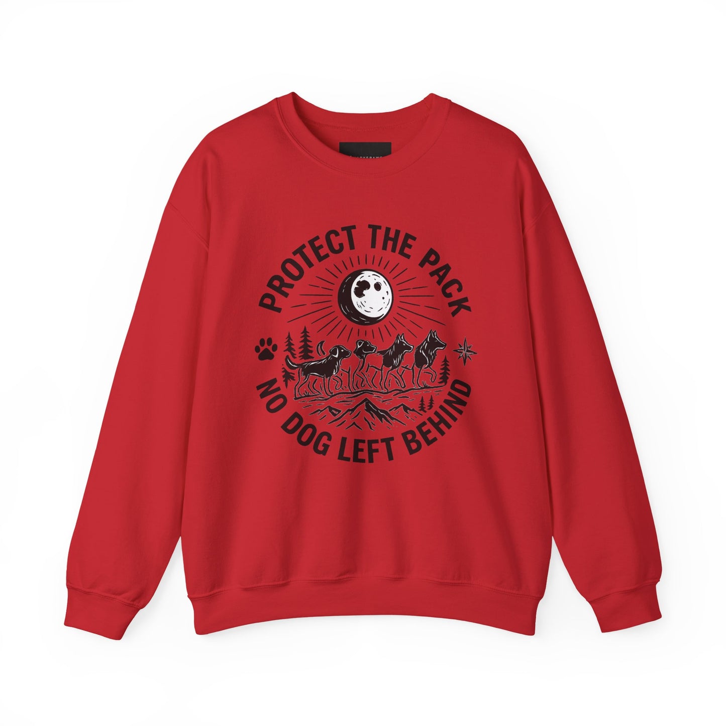 Crewneck Sweatshirt — Protect the Pack "No Dog Left Behind" Dog Rescue Design