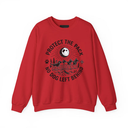 Crewneck Sweatshirt — Protect the Pack "No Dog Left Behind" Dog Rescue Design