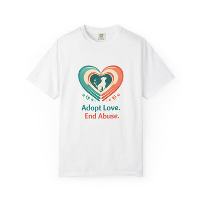 Adopt Love. End Abuse. Heart Pet Rescue T-Shirt
