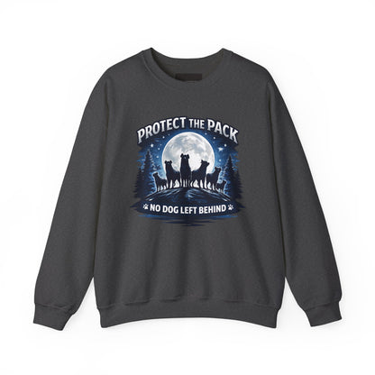 Crewneck Sweatshirt — "Protect the Pack: No Dog Left Behind" Wolves Moon Design