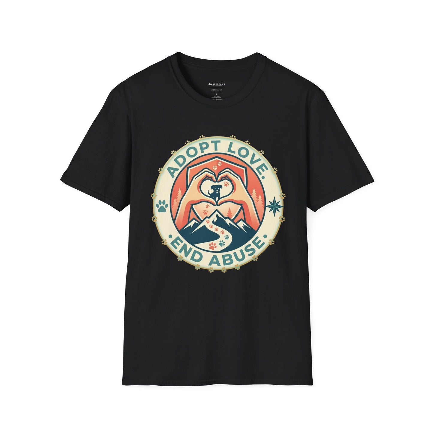 Adopt Love • End Abuse T‑Shirt — Rescue Pet Advocacy Tee