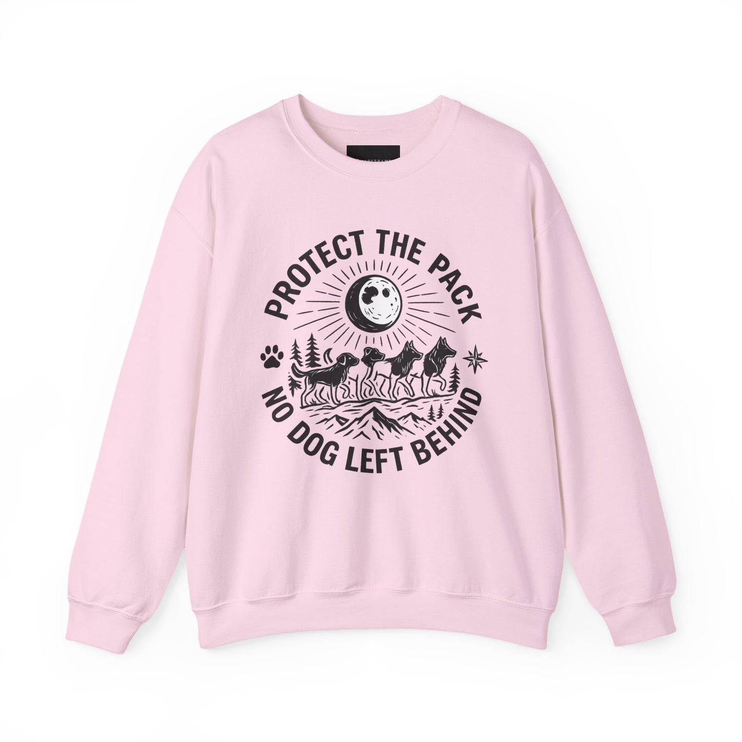 Crewneck Sweatshirt — Protect the Pack "No Dog Left Behind" Dog Rescue Design