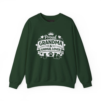 Grandma Animal Lover Sweatshirt — "Proud Grandma & Animal Lover" Crewneck