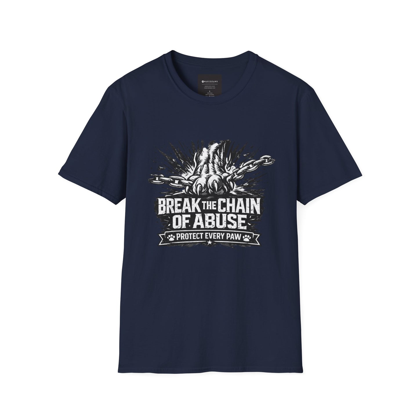 Break the Chain of Abuse T-Shirt — Protect Every Paw Animal Rescue Tee