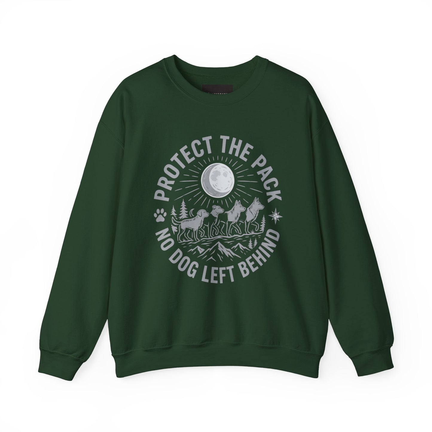 Crewneck Sweatshirt — Protect the Pack "No Dog Left Behind" Dog Rescue Design