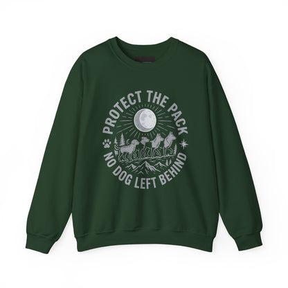 Crewneck Sweatshirt — Protect the Pack "No Dog Left Behind" Dog Rescue Design