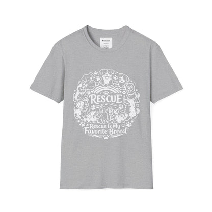 Rescue Dogs T-Shirt — "Rescue is My Favorite Breed" Pet Rescue Tee