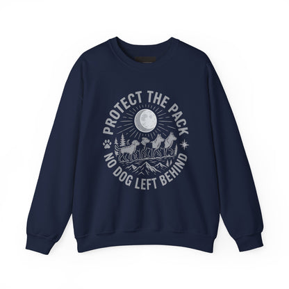 Crewneck Sweatshirt — Protect the Pack "No Dog Left Behind" Dog Rescue Design