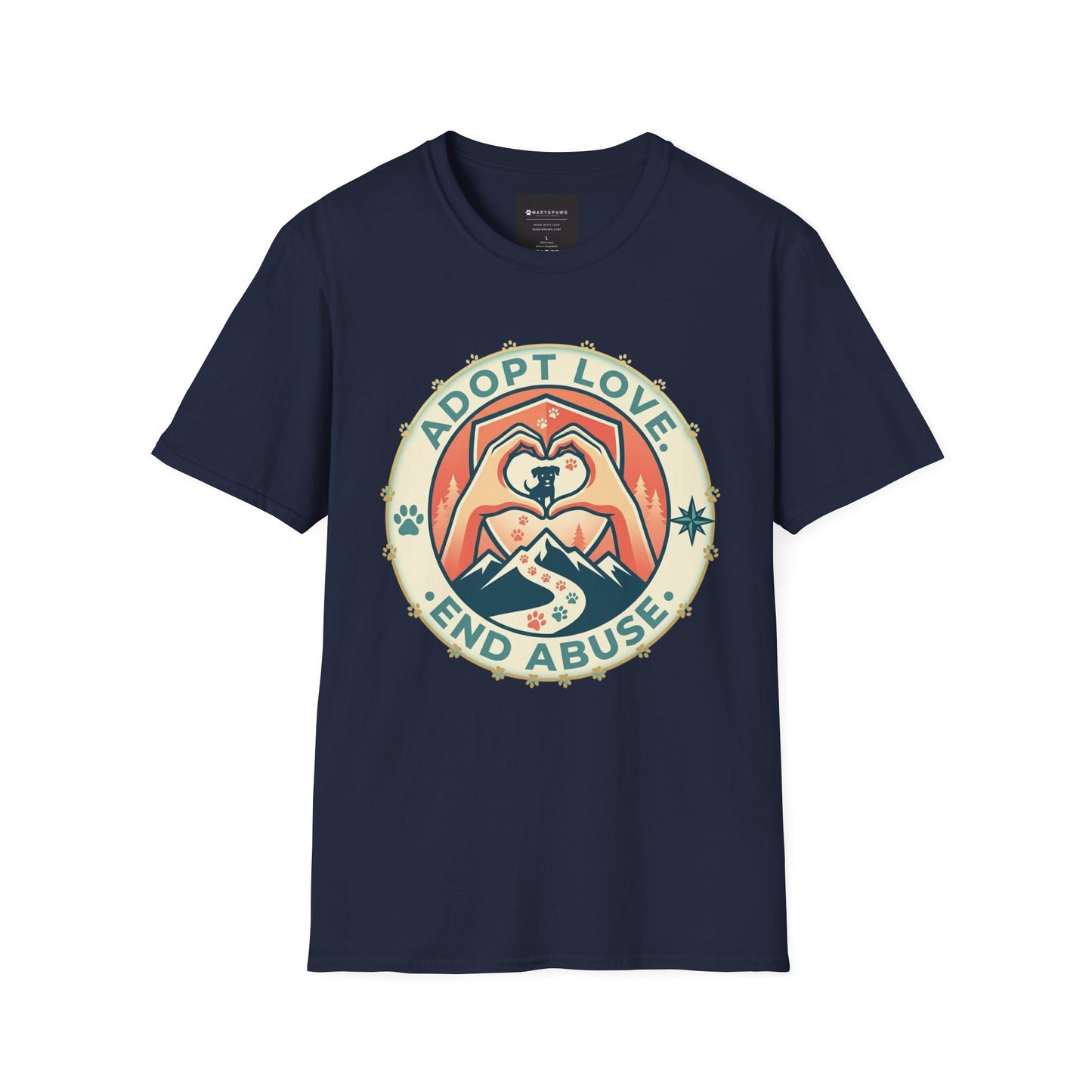 Adopt Love • End Abuse T‑Shirt — Rescue Pet Advocacy Tee
