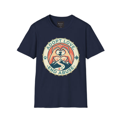 Adopt Love • End Abuse T‑Shirt — Rescue Pet Advocacy Tee