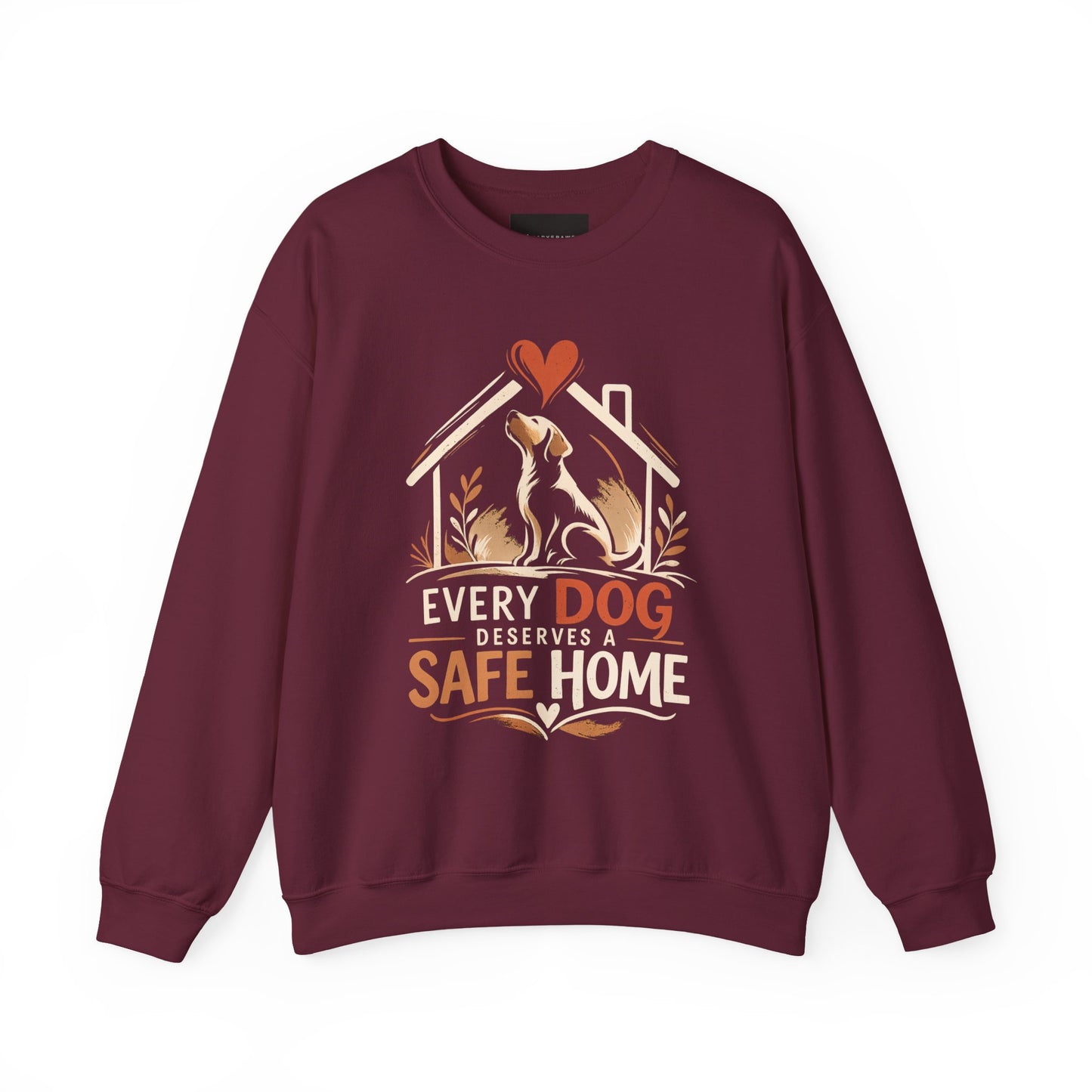 Crewneck Sweatshirt - "Every Dog Deserves a Safe Home" Rescue Pet Advocacy Sweatshirt