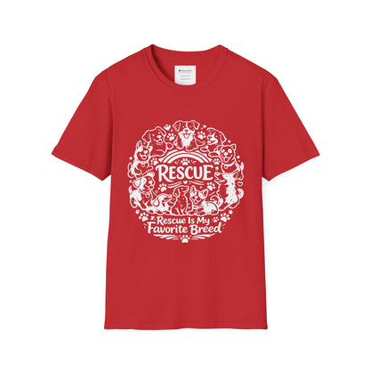 Rescue Dogs T-Shirt — "Rescue is My Favorite Breed" Pet Rescue Tee