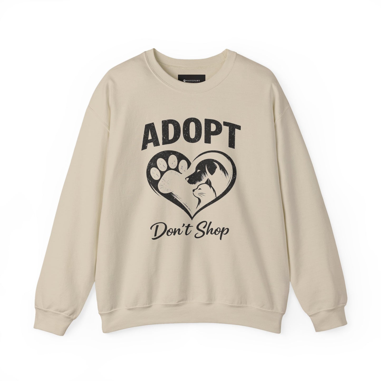 Adopt Don't Shop Sweatshirt — Rescue Pet Paw & Cat Heart Crewneck