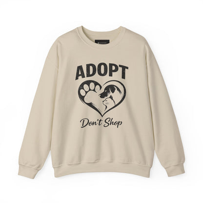 Adopt Don't Shop Sweatshirt — Rescue Pet Paw & Cat Heart Crewneck