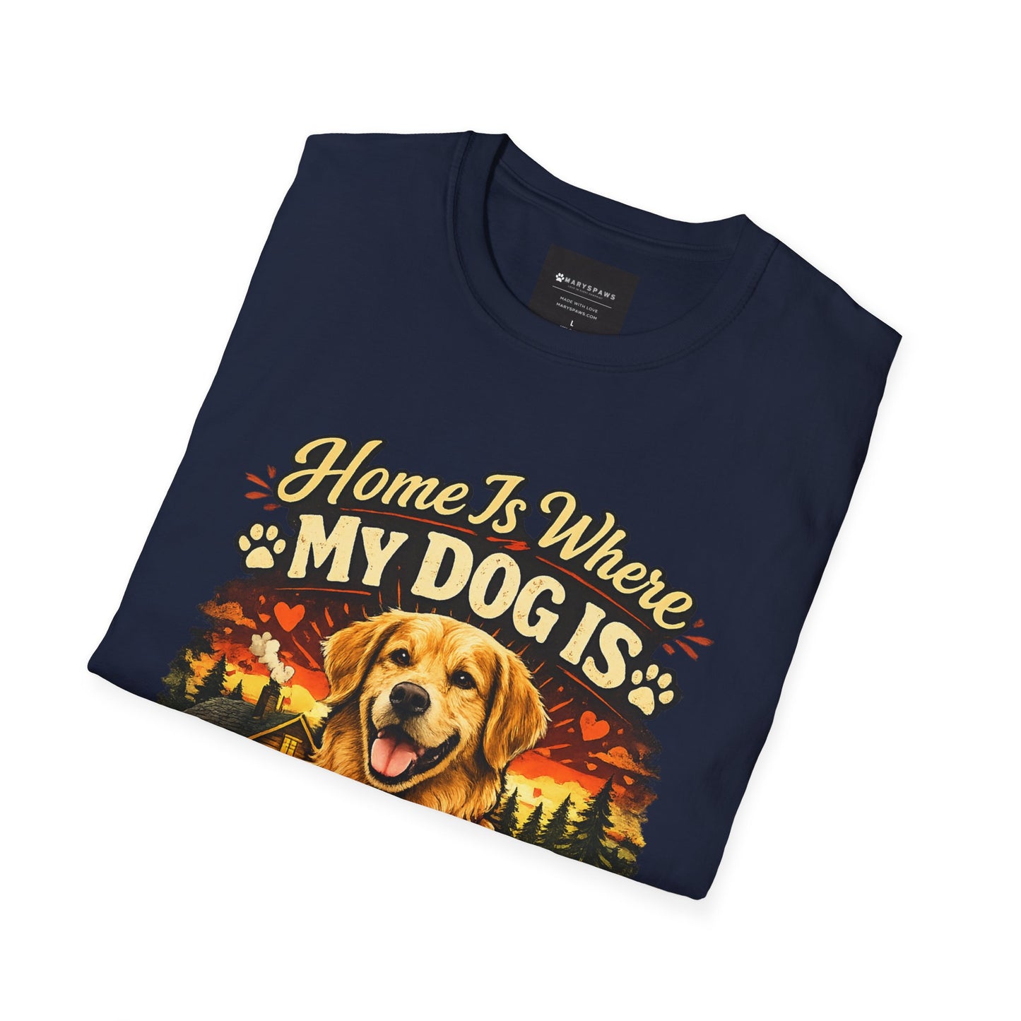 Mother's Day Golden Retriever T-Shirt — "Home Is Where My Dog Is" Pet Lover Tee