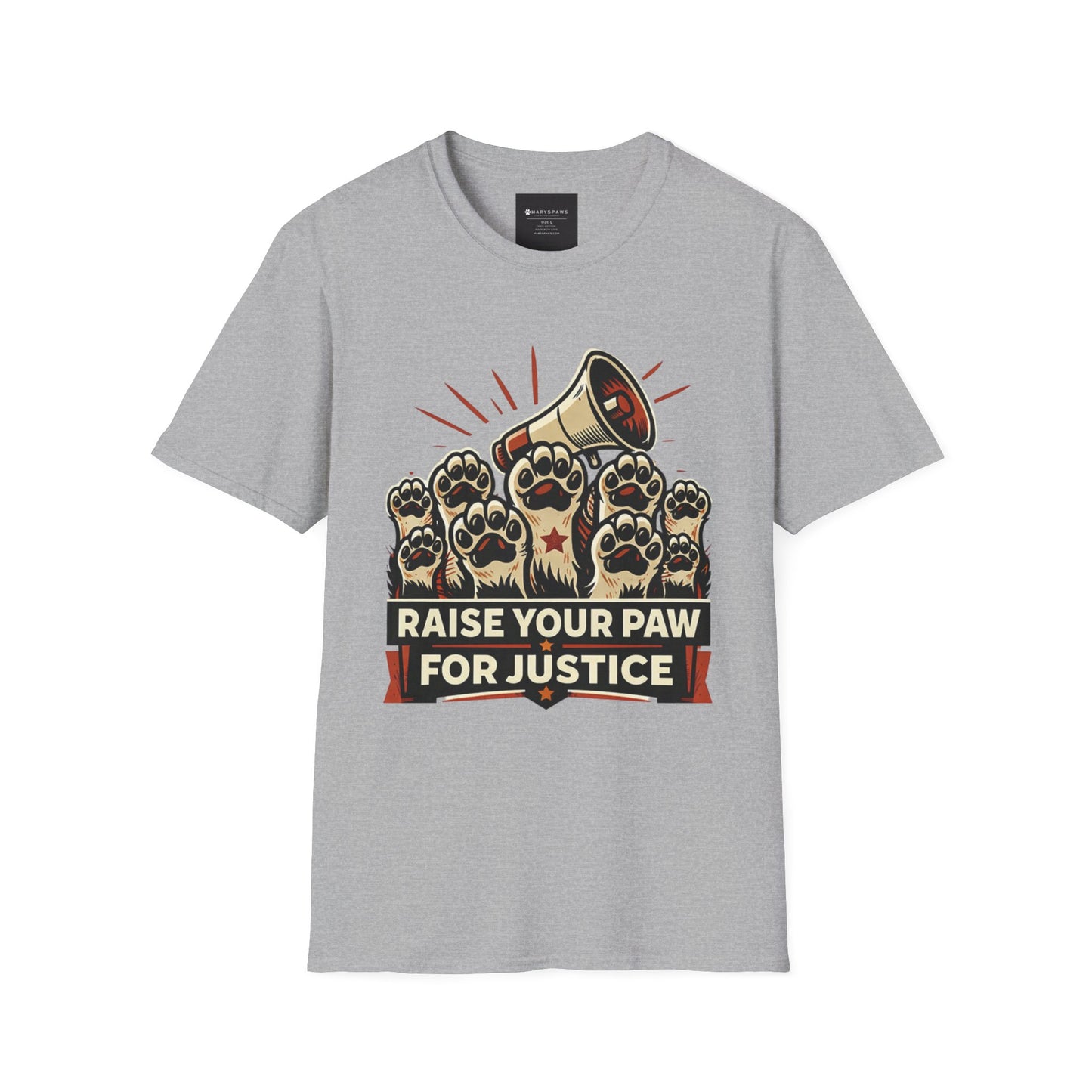 T-Shirt — "Raise Your Paw for Justice" Protest Cat Paw Graphic Shirt