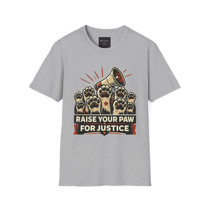 T-Shirt — "Raise Your Paw for Justice" Protest Cat Paw Graphic Shirt