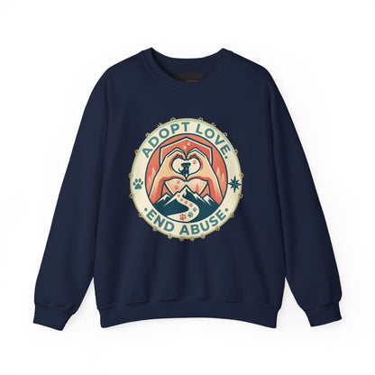 Crewneck Sweatshirt — "Adopt Love, End Abuse" Rescue Pet Awareness Design