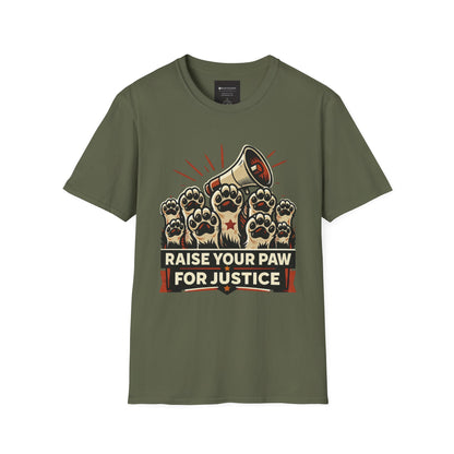 T-Shirt — "Raise Your Paw for Justice" Protest Cat Paw Graphic Shirt