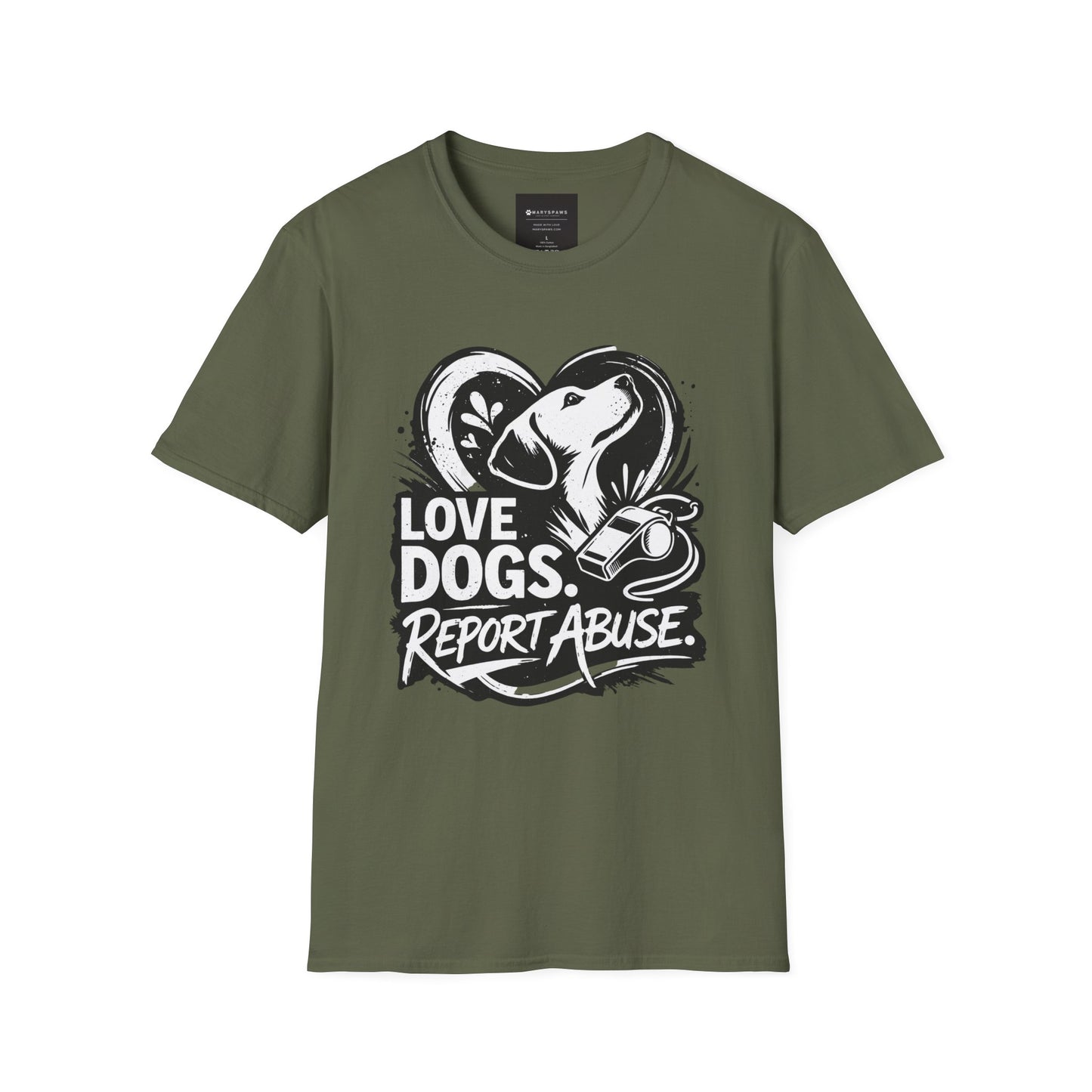 Love Dogs Report Abuse T-Shirt — Dog Rescue Awareness Tee