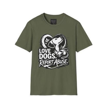 Love Dogs Report Abuse T-Shirt — Dog Rescue Awareness Tee