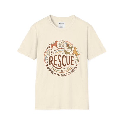 Rescue Dogs T-Shirt — "Rescue is My Favorite Breed" Pet Rescue Tee
