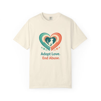 Adopt Love. End Abuse. Heart Pet Rescue T-Shirt