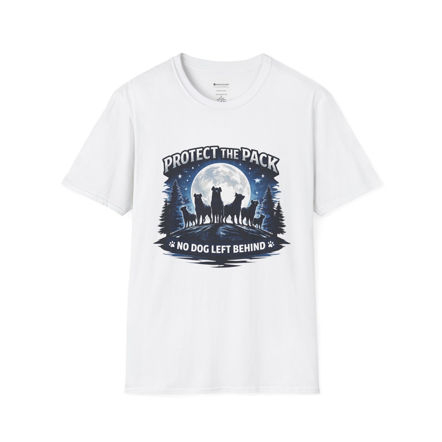 Protect the Pack T-Shirt – "No Dog Left Behind" Moonlit Wolf & Dog Rescue Tee