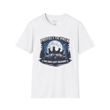 Protect the Pack T-Shirt – "No Dog Left Behind" Moonlit Wolf & Dog Rescue Tee